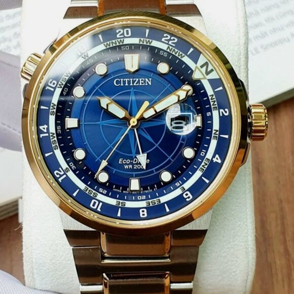 Citizen GMT Dual Time Eco-Drive Blue Dial Dual Tone Watch - Picture 2 of 6